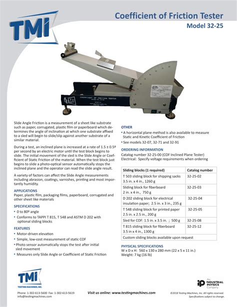 Touchscreen Coefficient of Friction Tester distributing|tmi coefficient of friction.